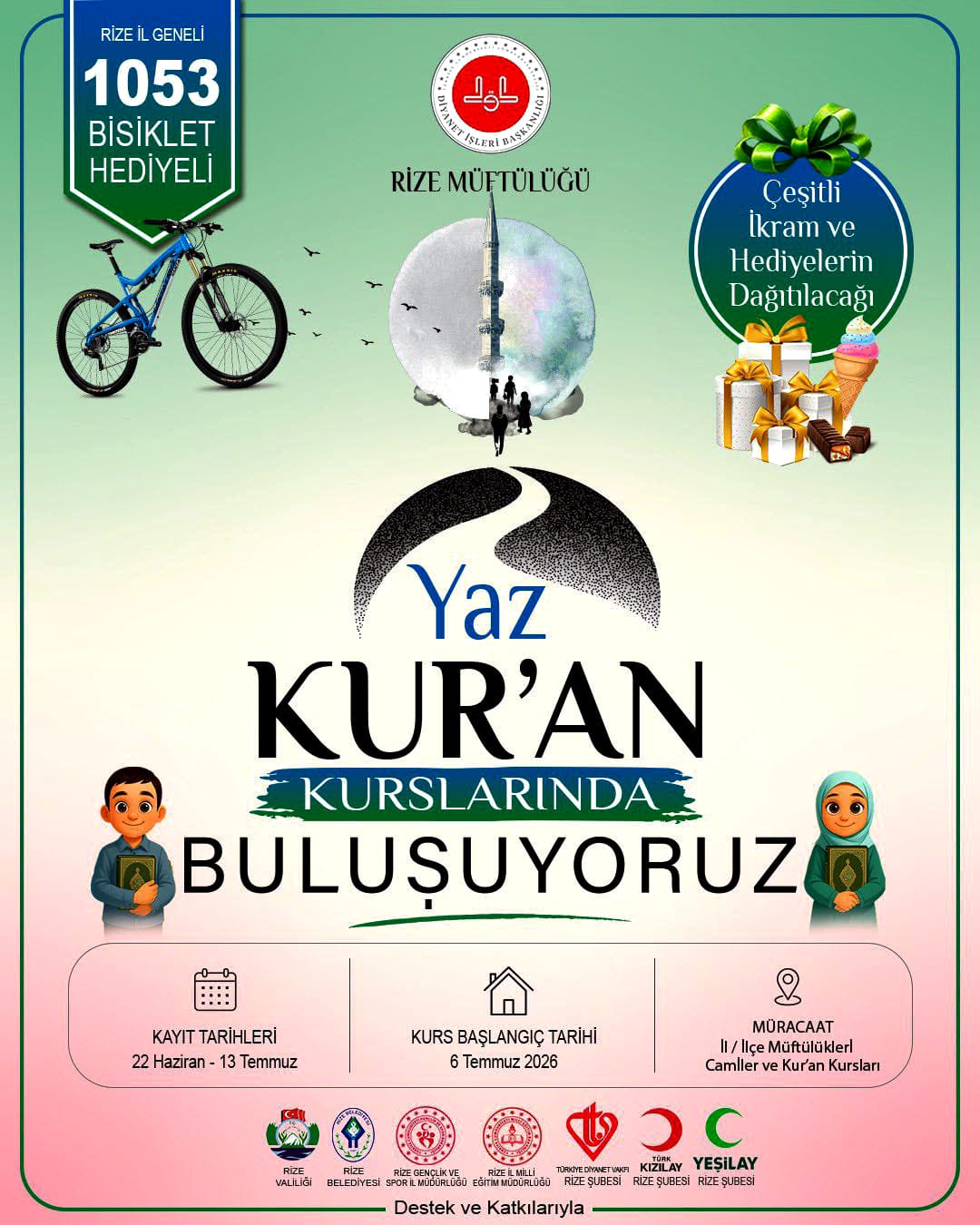 1053 BİSİKLET YAZ KUR'AN KURSUNDA EĞİTİM ALAN ÖĞRENCİLERİ BEKLİYOR.